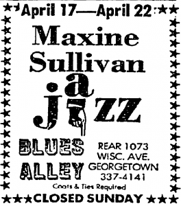 Maxine Sullivan at Blues Alley