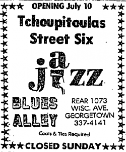 Tchoupitoulas Street Six at Blues Alley