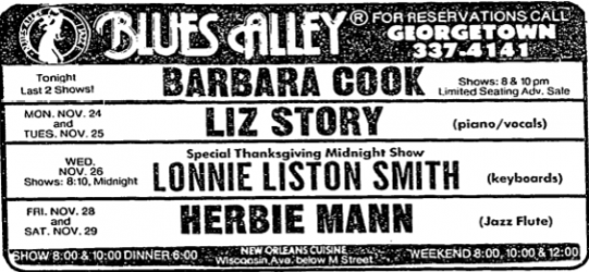 Barbara Cook at Blues Alley