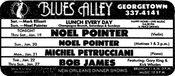 Noel Pointer at Blues Alley